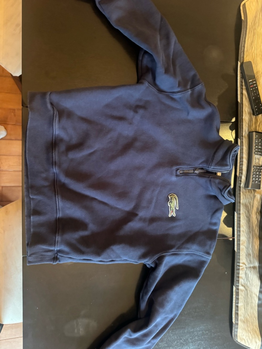 Lacoste Navy Half-Zip Cotton Sweatshirt with Croc Logo